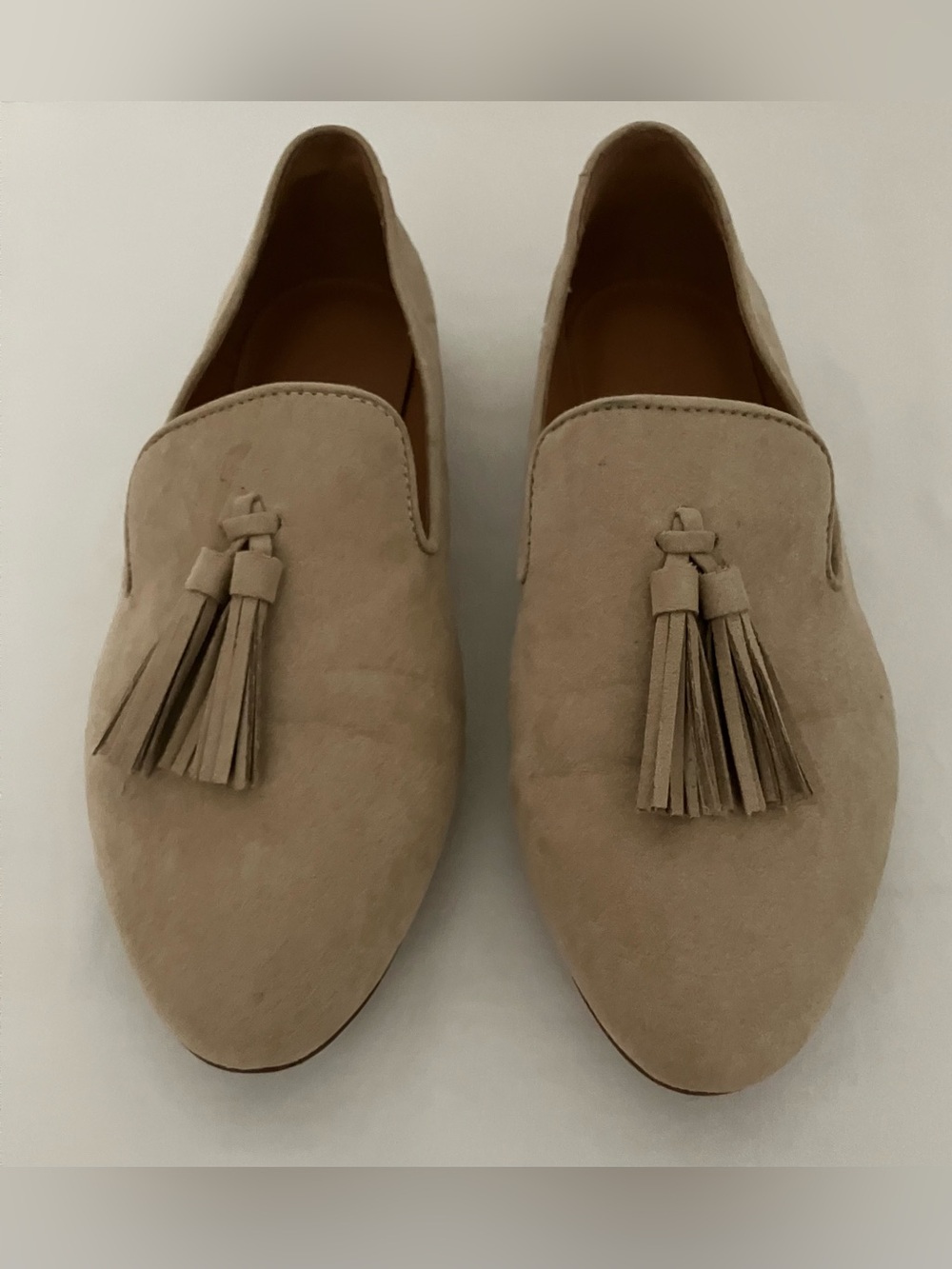 J. Crew  Factory Suede Tassel Loafers in Taupe